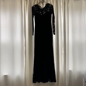 Long sleeve, lace, long black dress